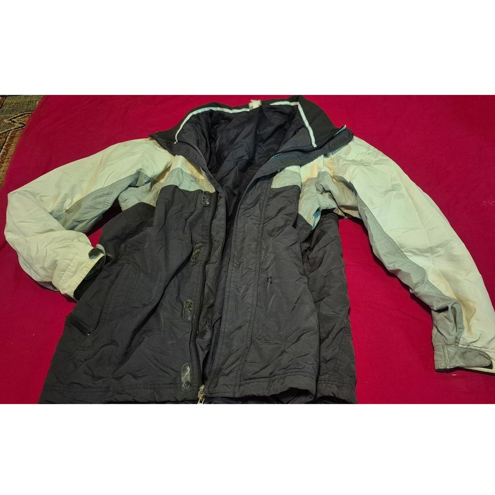 Nike Vintage Colorblock Puffer Jacket Navy Grey Embroidered Swoosh Mens XL